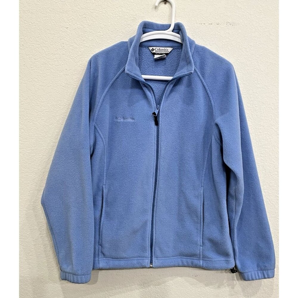Columbia Women's Blue Soft Fleece Zip Up Jacket Sweater Large Outdoors Camping